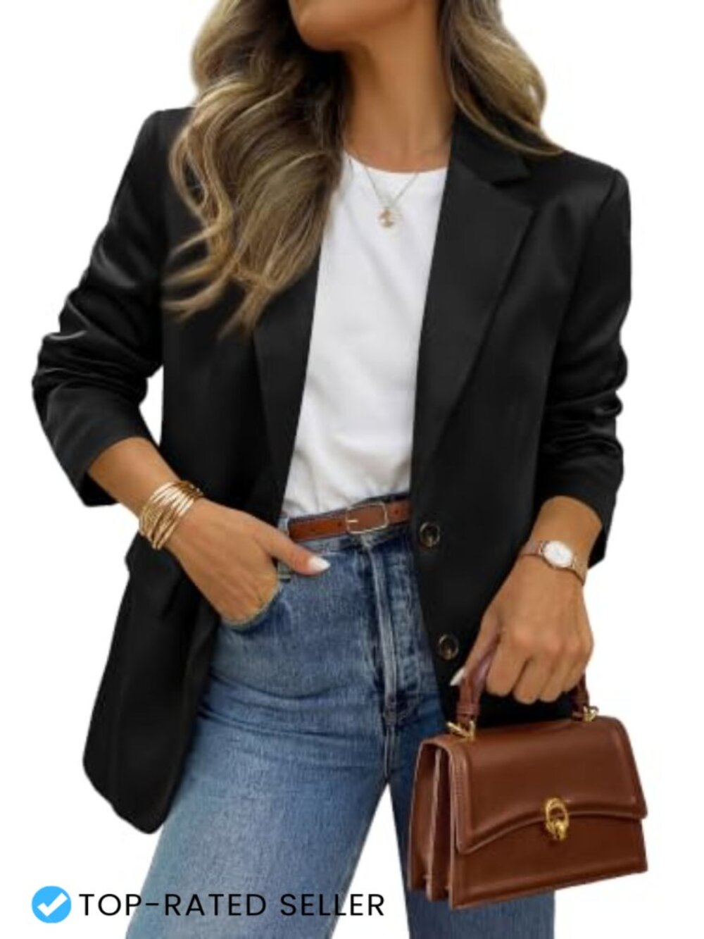 Satin Long Sleeve Blazer Button Down Open Front Business Casual